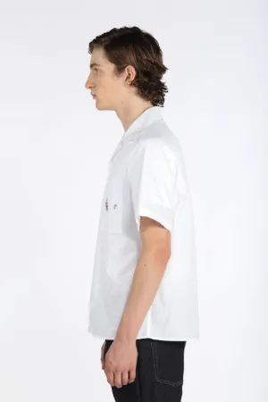 Floral-Embroidered Short Sleeve Shirt