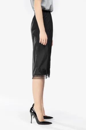 floral embroidery pencil skirt