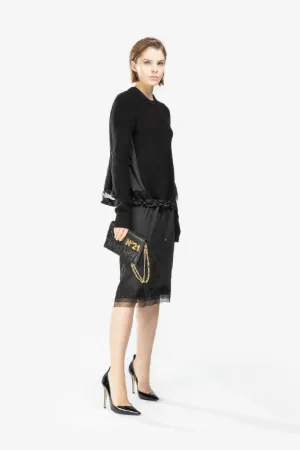 floral embroidery pencil skirt