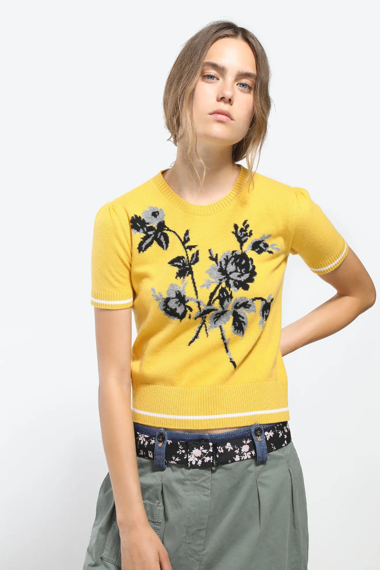 yellow floral sweater