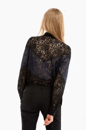 floral lace panelled shirt