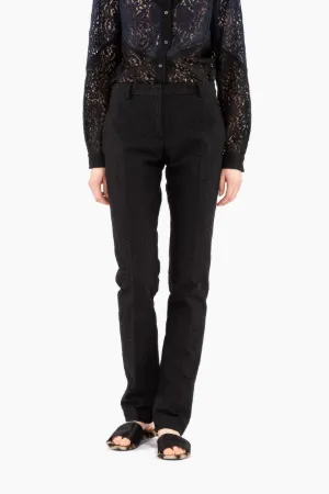 floral lace slim-fit trousers