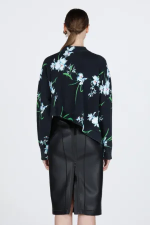 Floral-Print Asymmetric Cardigan