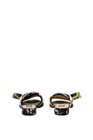 floral print bow sandals