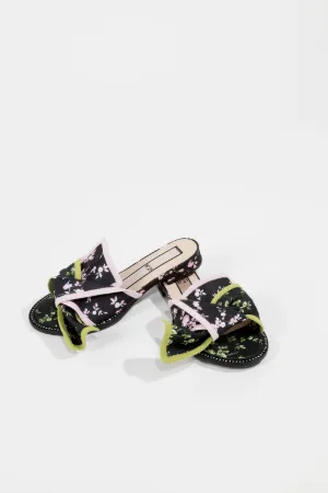 floral print bow sandals