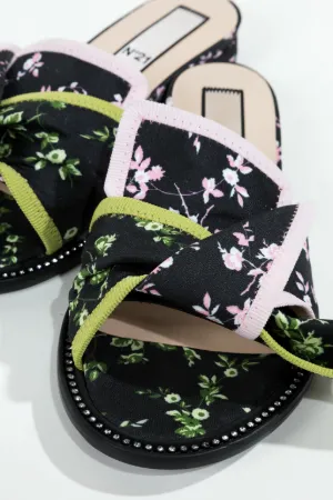 floral print bow sandals