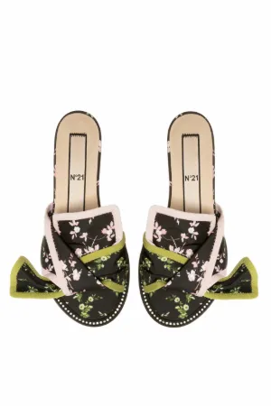 floral print bow sandals