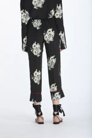 floral-print cropped trousers