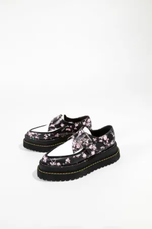 floral-print leather buckled creepers