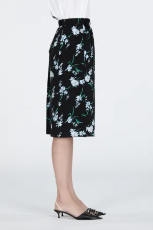 Floral-Print Pleated Skirt