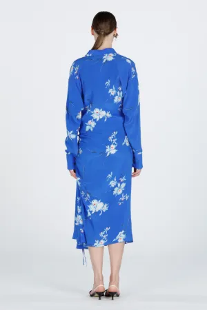 Floral-Print Ruched Shirt Dress