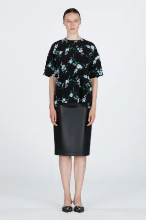 Floral-Print Silk Top
