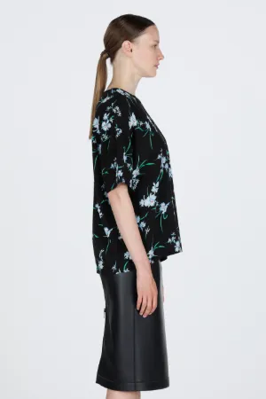 Floral-Print Silk Top