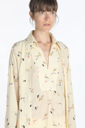 floral print tie-fastening blouse