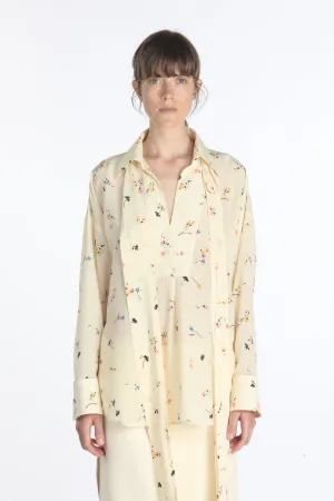 floral print tie-fastening blouse