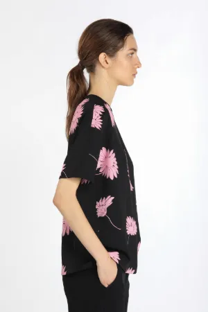 flower print short-sleeve blouse