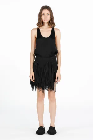 Fringed Knitted Mini Skirt