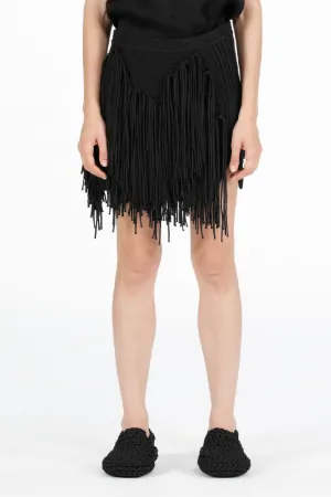 Fringed Knitted Mini Skirt