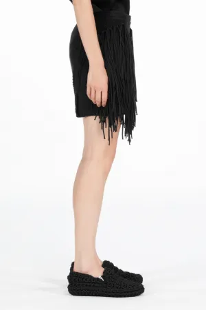 Fringed Knitted Mini Skirt