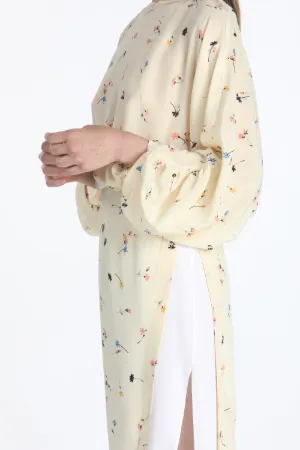 Gathered Floral-Print Dress