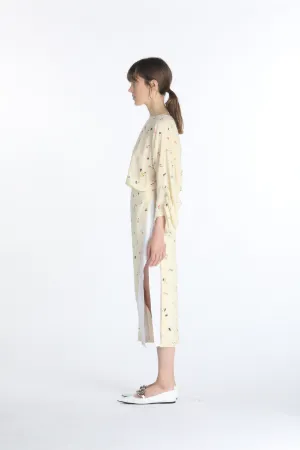 Gathered Floral-Print Dress