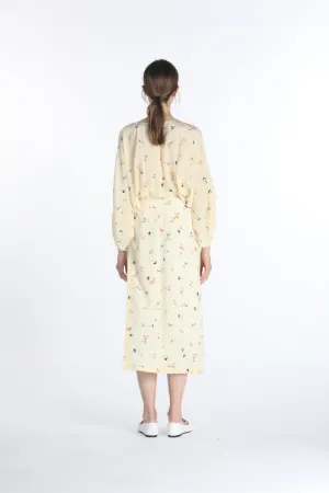 Gathered Floral-Print Dress