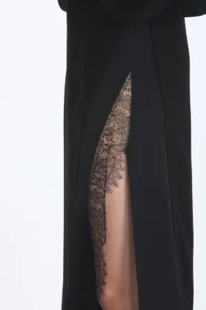 Gathered Lace-Trimmed Dress