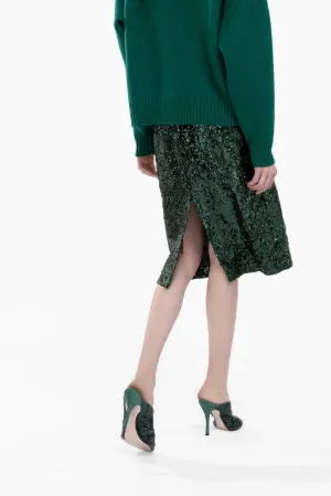 Gonna a tubino con paillettes verde | N°21 | Online Store Ufficiale