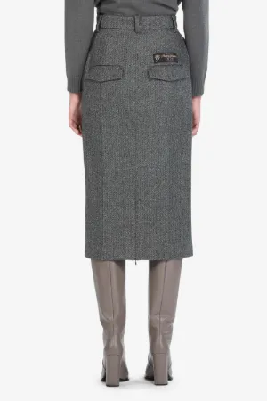 Herringbone Tailored Skirt