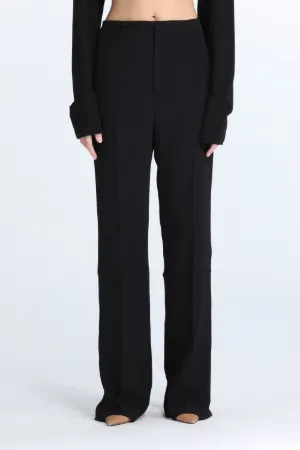 high-waisted flared trousers