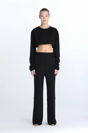 high-waisted flared trousers