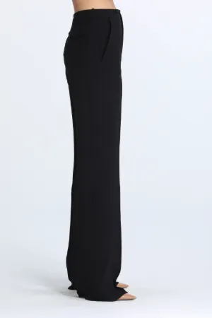 high-waisted flared trousers