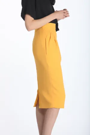 high-waisted pencil skirt