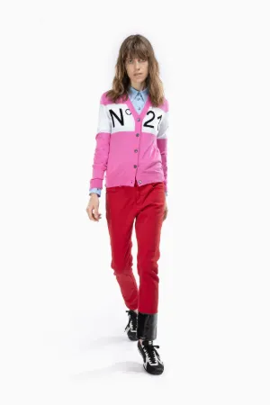 Intarsia Logo Cardigan