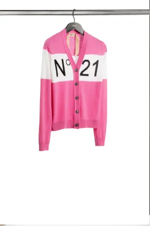 Intarsia Logo Cardigan