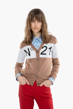 Intarsia Logo Cardigan