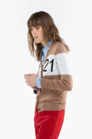 Intarsia Logo Cardigan