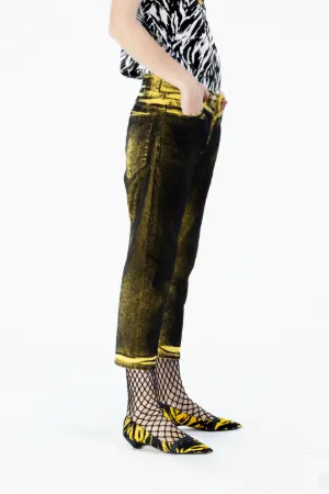 Jeans crop lavaggio acido