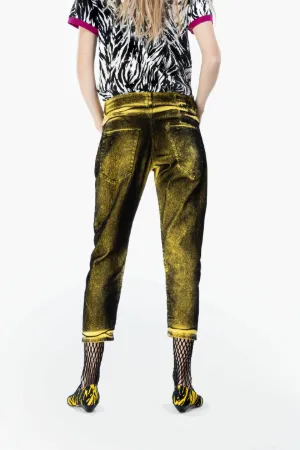 Jeans crop lavaggio acido
