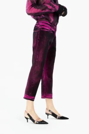 Jeans crop lavaggio acido
