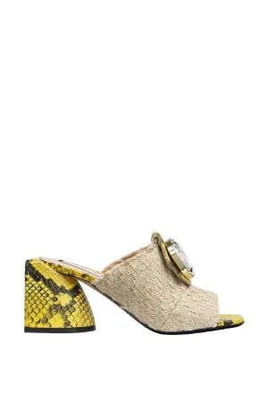 Jute and Snakeskin-Effect Mules