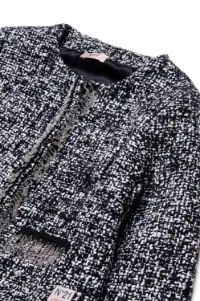 NWT Chico’s store Embellished Neckline Tweed Open Front Jacket Size 1