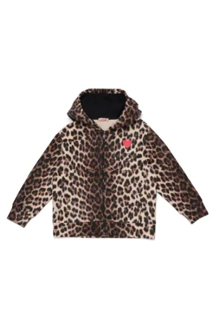 Leopard-Print Zipped Hoodie