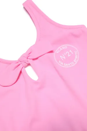 logo-print bow-detail swimsuit