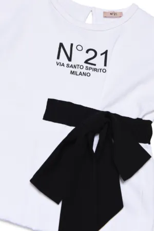 Logo-Print Cotton Bow Top
