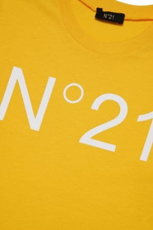 Logo-Print Cotton T-shirt in yellow | N°21 | Official Online Store