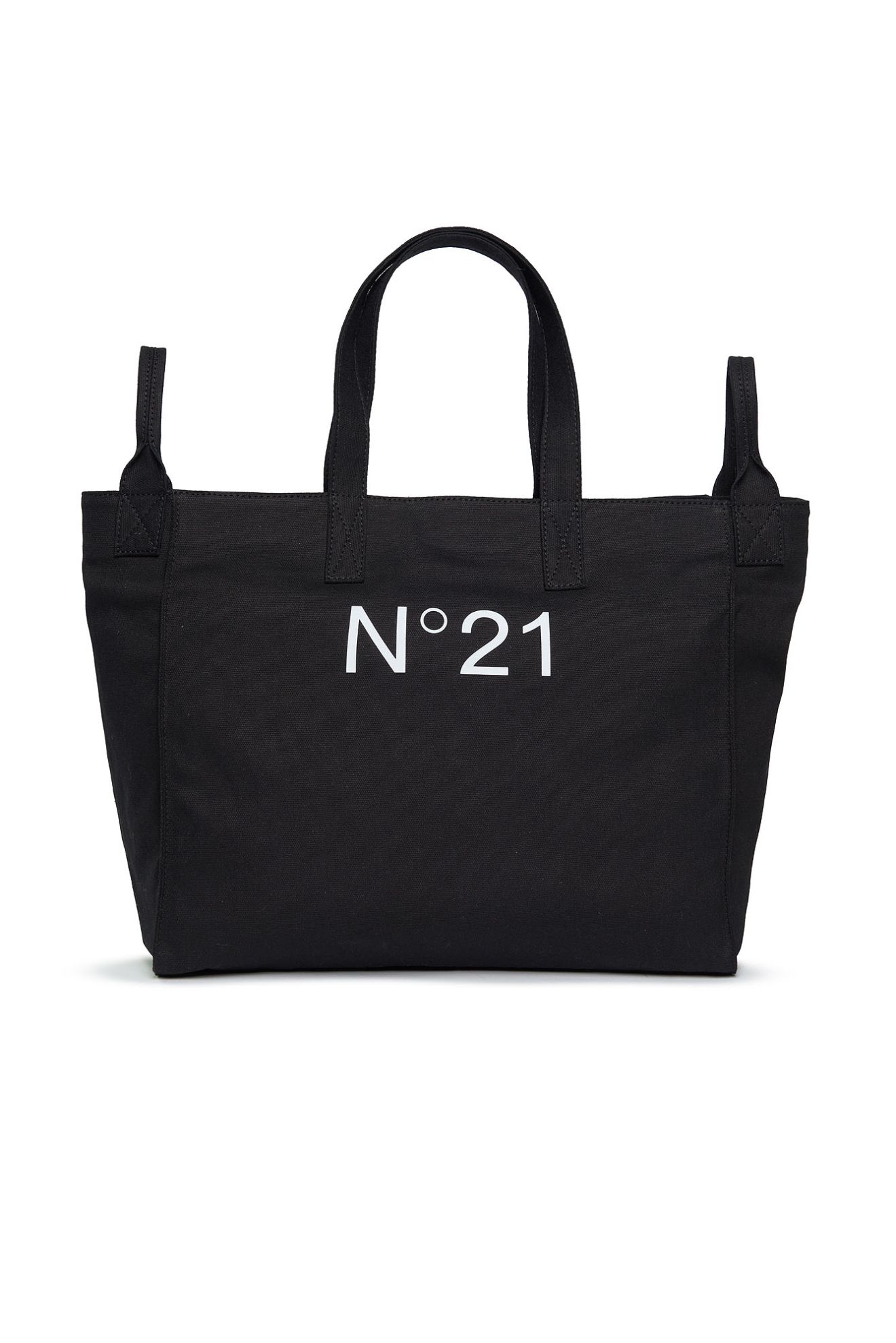 Stylish Black Coton Shopping Bag Featuring One-Color Graphic Print