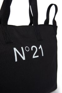 Logo-Print Cotton Tote Bag in black, N°21