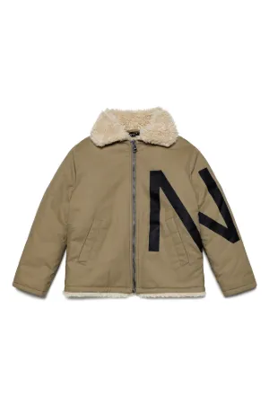 Logo-Print Faux Shearling Jacket