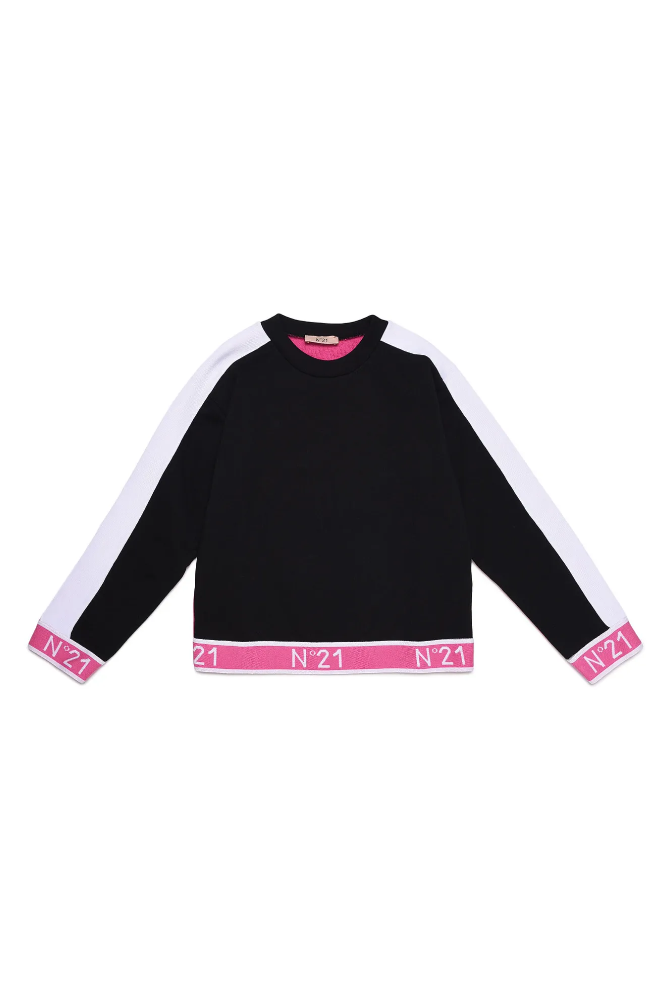 pink and white striped sweatshirt